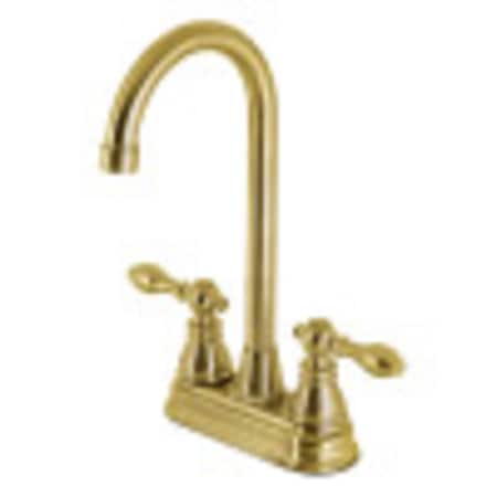 Kingston Brass KB497ACLSB Two-Handle High-Arc Bar Faucet, Brushed Brass KB497ACLSB